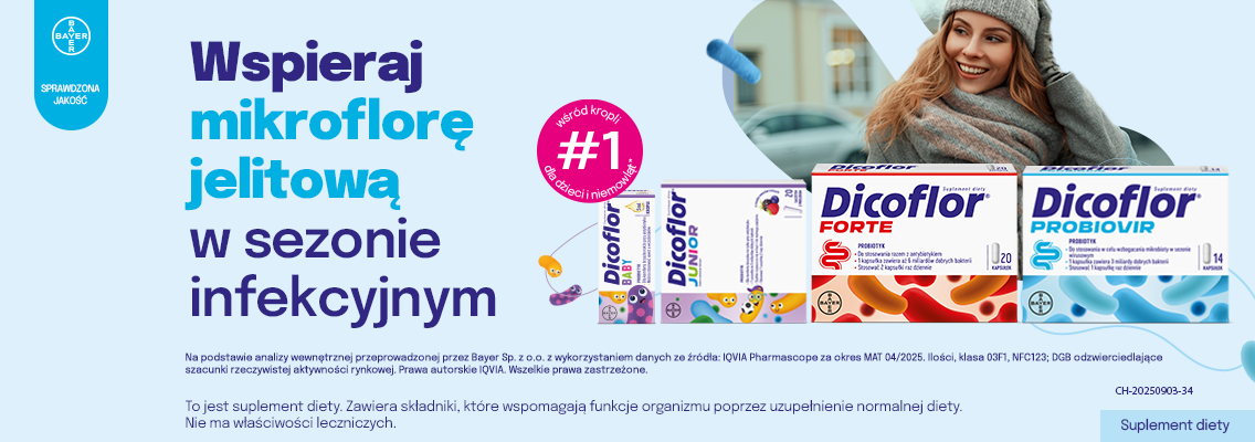 baner bayer dicoflor - wspieraj mikroflorę jelitową w sezonie infekcyjnym