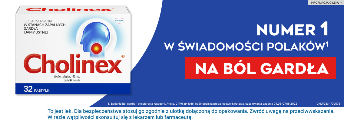 baner stada cholinex - numer 1 w świadomości polaków na ból gardła