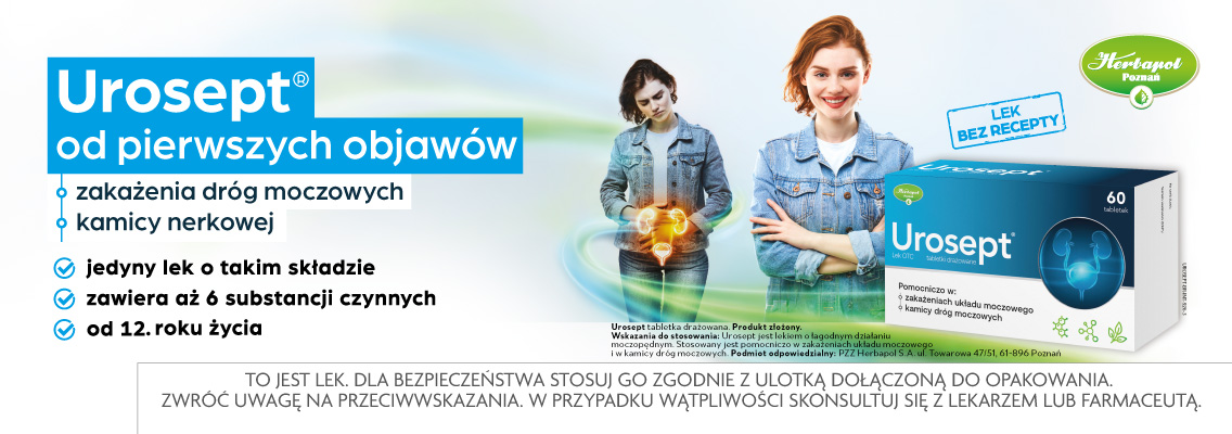baner herbapol urosept - od pierwszych objawów zakażenia dróg moczowych, kamicy nerkowej