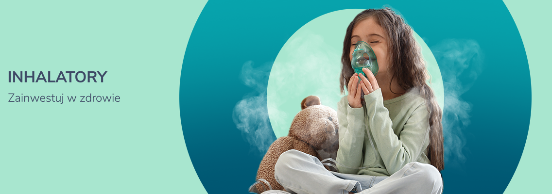 baner inhalatory - zainwesuj w zdrowie - dziewczynka wykonująca inhalację