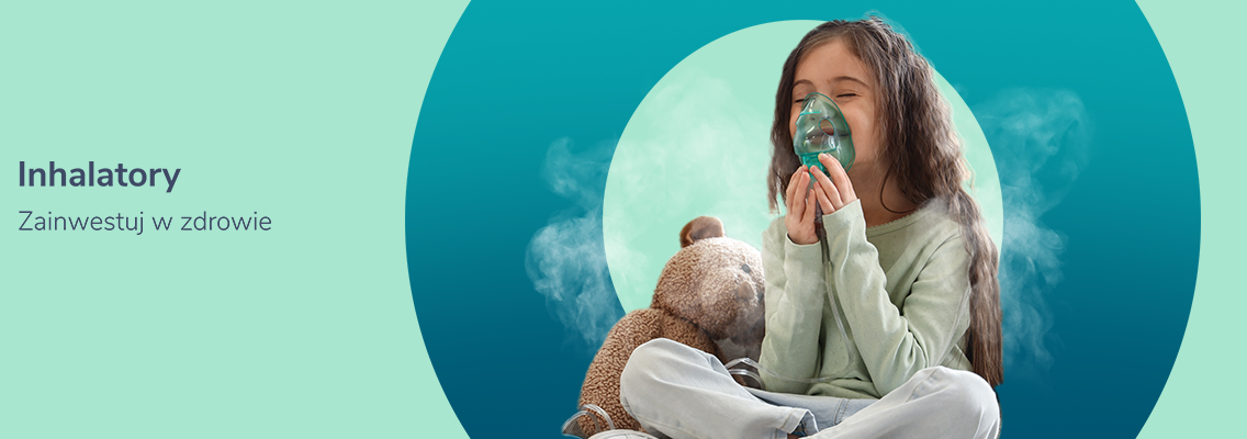 baner inhalatory - zainwesuj w zdrowie - dziewczynka wykonująca inhalację