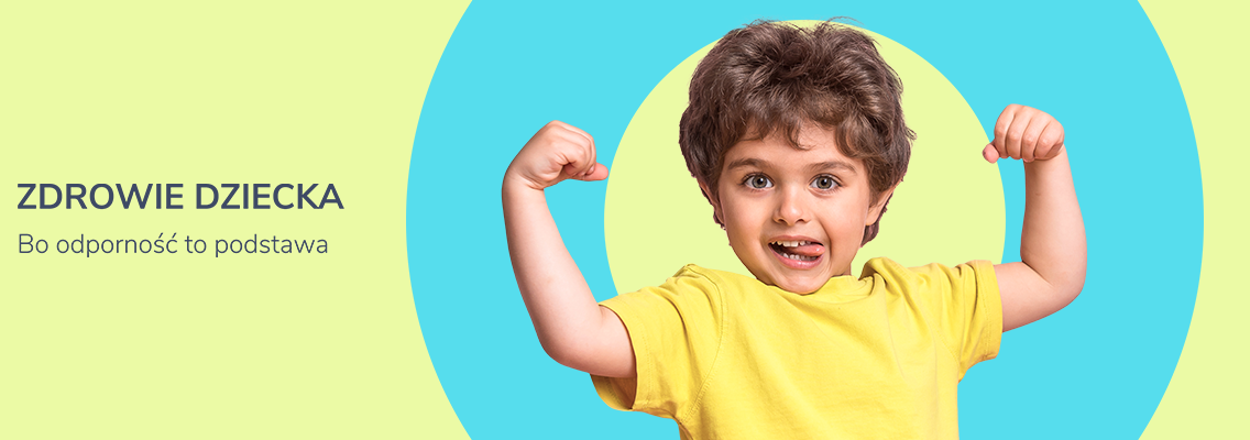 baner zdrowie dziecka - bo odporność to podstawa - dziecko zaciskające pięści do góry