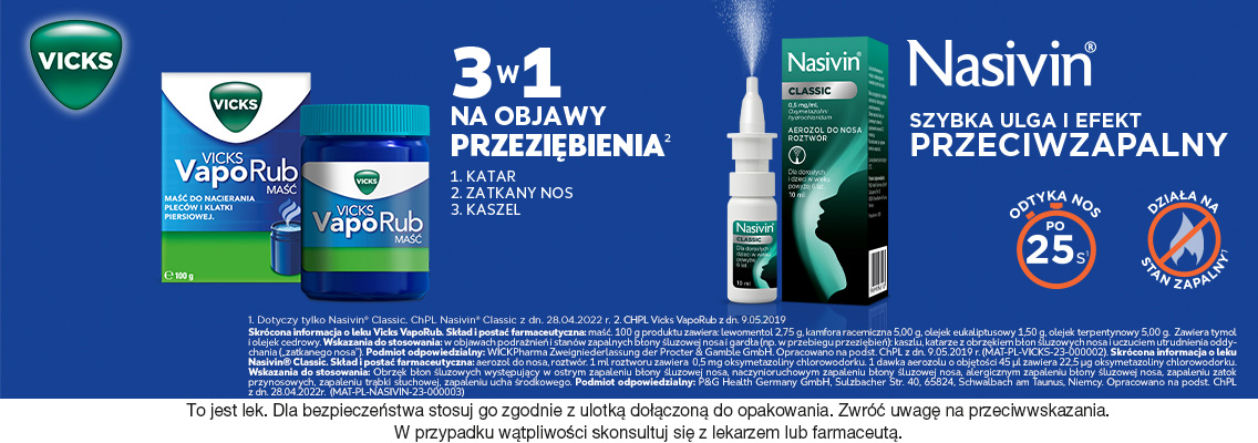 nasivin szybka ulga i efekt przeciwzapalny, vicks 3w1 na objawy przeziębienia