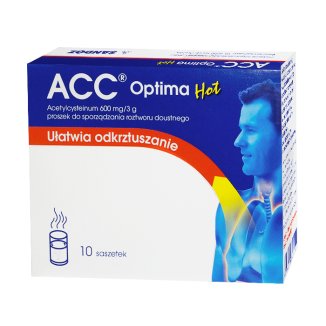 ACC Optima Hot 600 mg/ 3 g, proszek do sporządzania roztworu doustnego, 10 saszetek - zdjęcie produktu