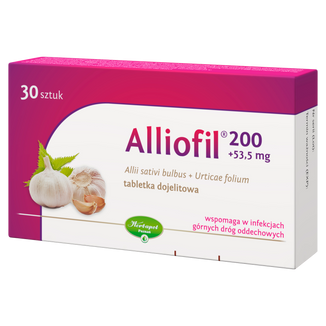 Alliofil 200 mg + 53,5 mg, 30 tabletek dojelitowych USZKODZONE OPAKOWANIE - zdjęcie produktu