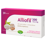 Alliofil 200 mg + 53,5 mg, 30 tabletek dojelitowych Alliofil 200 mg + 53,5 mg, 30 tabletek dojelitowych - miniaturka zdjęcia produktu