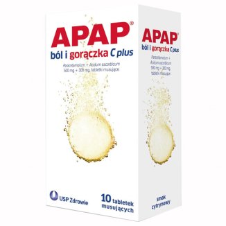 Apap ból i gorączka C plus 500 mg + 300 mg, 10 tabletek musujących KRÓTKA DATA - zdjęcie produktu