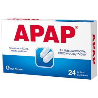 Apap 500 mg, 24 tabletki powlekane USZKODZONE OPAKOWANIE - zdjęcie produktu