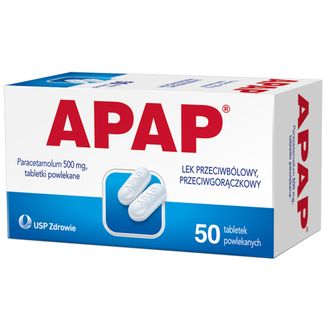 Apap 500 mg, 50 tabletek powlekanych - zdjęcie produktu