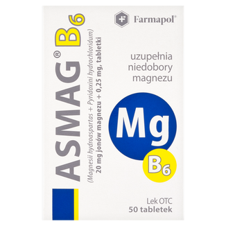 Asmag B6 20 mg + 0,25 mg, 50 tabletek - zdjęcie produktu