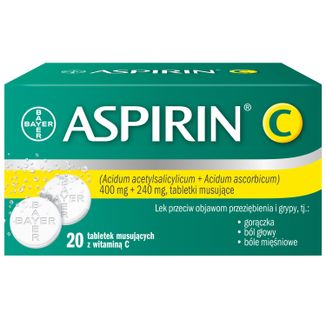 Aspirin C 400 mg + 240 mg, 20 tabletek musujących USZKODZONE OPAKOWANIE - zdjęcie produktu
