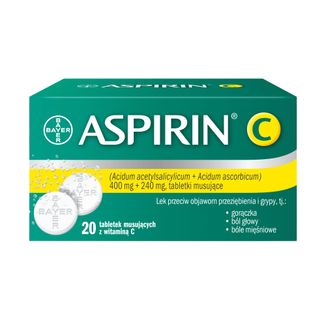 Aspirin C 400 mg + 240 mg, 20 tabletek musujących - zdjęcie produktu