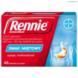 Rennie Antacidum 680 mg + 80 mg, smak miętowy, 48 tabletek do ssania - miniaturka zdjęcia produktu