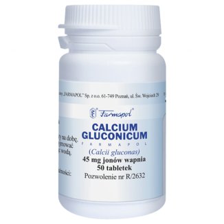 Calcium Gluconicum Farmapol 45 mg, 50 tabletek - zdjęcie produktu