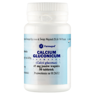 Calcium Gluconicum Farmapol 45 mg, 50 tabletek - zdjęcie produktu