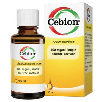 Cebion 100 mg/ ml, krople doustne dla dzieci od 28 dnia życia, 30 ml USZKODZONE OPAKOWANIE - zdjęcie produktu