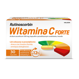 Rutinoscorbin Witamina C Forte 500 mg, 30 kapsułek o przedłużonym uwalnianiu USZKODZONE OPAKOWANIE - zdjęcie produktu