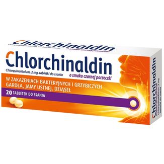 Chlorchinaldin o smaku czarnej porzeczki 2 mg, 20 tabletek do ssania - zdjęcie produktu