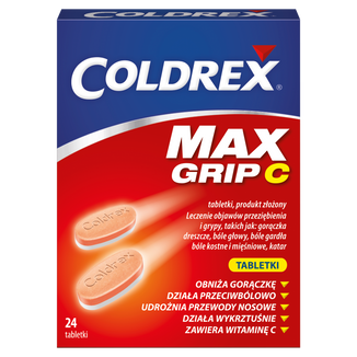 Coldrex Maxgrip C 500 mg + 5 mg + 25 mg + 20 mg + 30 mg, 24 tabletki - zdjęcie produktu