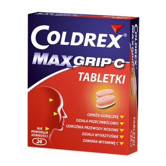 Coldrex Maxgrip C 500 mg + 5 mg + 25 mg + 20 mg + 30 mg, 24 tabletki - zdjęcie produktu