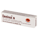 Dentinox N (150 mg + 3,4 mg + 3,2 mg)/ g, żel do stosowania na dziąsła, 10 g USZKODZONE OPAKOWANIE - miniaturka zdjęcia produktu