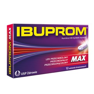 Ibuprom Max 400 mg, 12 tabletek drażowanych - zdjęcie produktu