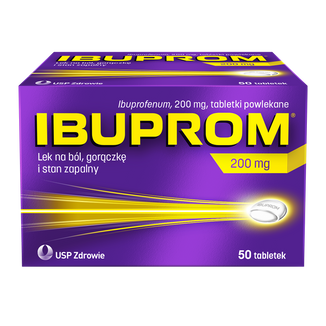 Ibuprom 200 mg, 50 tabletek powlekanych USZKODZONE OPAKOWANIE - zdjęcie produktu