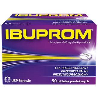 Ibuprom 200 mg, 50 tabletek powlekanych USZKODZONE OPAKOWANIE - zdjęcie produktu