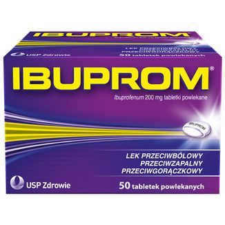 Ibuprom 200 mg, 50 tabletek powlekanych - zdjęcie produktu