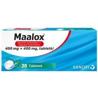 Maalox 400 mg + 400 mg, 20 tabletek - zdjęcie produktu