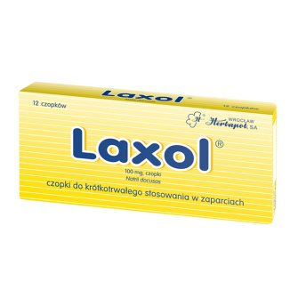 Laxol 100 mg, czopki, 12 sztuk - zdjęcie produktu