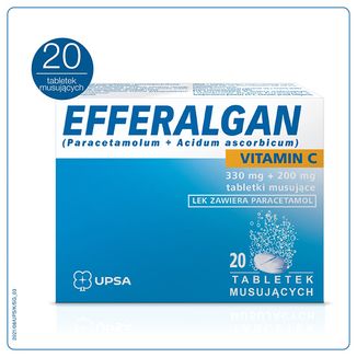 Efferalgan Vitamin C 330 mg + 200 mg, 20 tabletek musujących KRÓTKA DATA - zdjęcie produktu