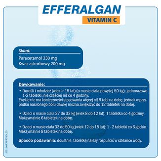 Efferalgan Vitamin C 330 mg + 200 mg, 20 tabletek musujących - 3 Efferalgan Vitamin C 330 mg + 200 mg, 20 tabletek musujących - 3 - zdjęcie produktu