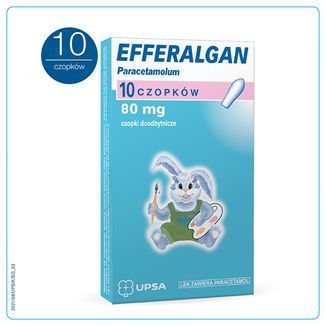 Efferalgan 80 mg, czopki doodbytnicze, 10 sztuk KRÓTKA DATA - zdjęcie produktu