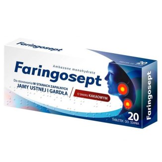 Faringosept 10 mg, smak kakaowy, 20 tabletek do ssania - zdjęcie produktu