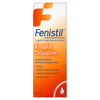 Fenistil 1 mg/ ml, krople doustne, 20 ml KRÓTKA DATA - zdjęcie produktu