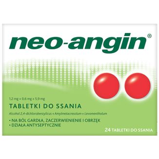 Neo-Angin 1,2 mg + 0,6 mg + 5,9 mg, 24 tabletki do ssania - zdjęcie produktu