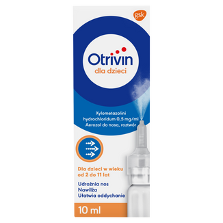 Otrivin dla dzieci 0,5 mg/ml, od 2 do 11 lat, aerozol do nosa, 10 ml - zdjęcie produktu