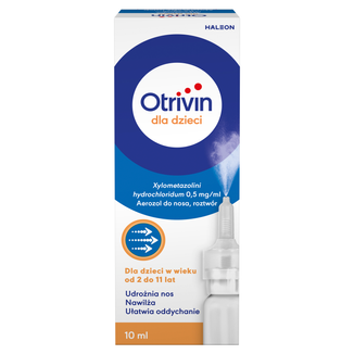 Otrivin dla dzieci 0,5 mg/ml, od 2 do 11 lat, aerozol do nosa, 10 ml - zdjęcie produktu