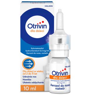 Otrivin dla dzieci 0,5 mg/ml, od 2 do 11 lat, aerozol do nosa, 10 ml - zdjęcie produktu