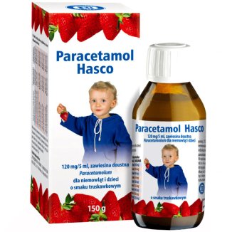 Paracetamol Hasco 120 mg/ 5 ml, zawiesina doustna dla dzieci od urodzenia, smak truskawkowy, 150 g USZKODZONE OPAKOWANIE - zdjęcie produktu