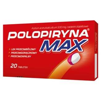 Polopiryna Max 500 mg, 20 tabletek dojelitowych - zdjęcie produktu