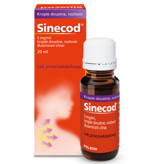 Sinecod 5 mg/ml, krople doustne, roztwór, 20 ml - zdjęcie produktu