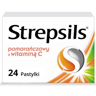 Strepsils pomarańczowy z witaminą C 1,2 mg + 0,6 mg, 24 pastylki twarde - zdjęcie produktu