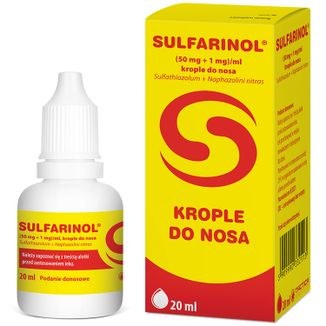Sulfarinol (50 mg + 1 mg)/ ml, krople do nosa, 20 ml Sulfarinol (50 mg + 1 mg)/ ml, krople do nosa, 20 ml - zdjęcie produktu