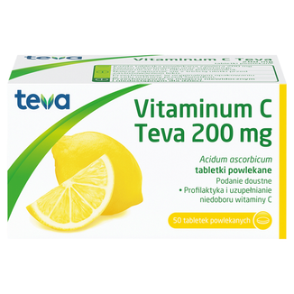 Vitaminum C Teva 200 mg, 50 tabletek powlekanych - zdjęcie produktu