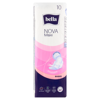 Bella Nova, podpaski higieniczne Softiplait ze skrzydełkami, Maxi, 10 sztuk Bella Nova, podpaski higieniczne Softiplait ze skrzydełkami, Maxi, 10 sztuk - zdjęcie produktu