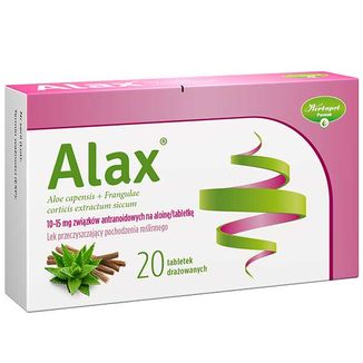 Alax 35 mg + 42 mg, 20 tabletek drażowanych USZKODZONE OPAKOWANIE Alax 35 mg + 42 mg, 20 tabletek drażowanych USZKODZONE OPAKOWANIE - zdjęcie produktu