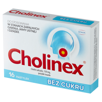 Cholinex 150 mg, bez cukru, 16 pastylek do ssania KRÓTKA DATA - zdjęcie produktu