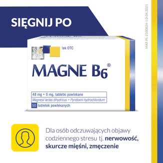 Magne B6 48 mg + 5 mg, 50 tabletek - 2 Magne B6 48 mg + 5 mg, 50 tabletek - 2 - zdjęcie produktu